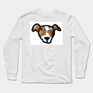 miniature american shepherd blue merle cartoon head Long Sleeve T-Shirt